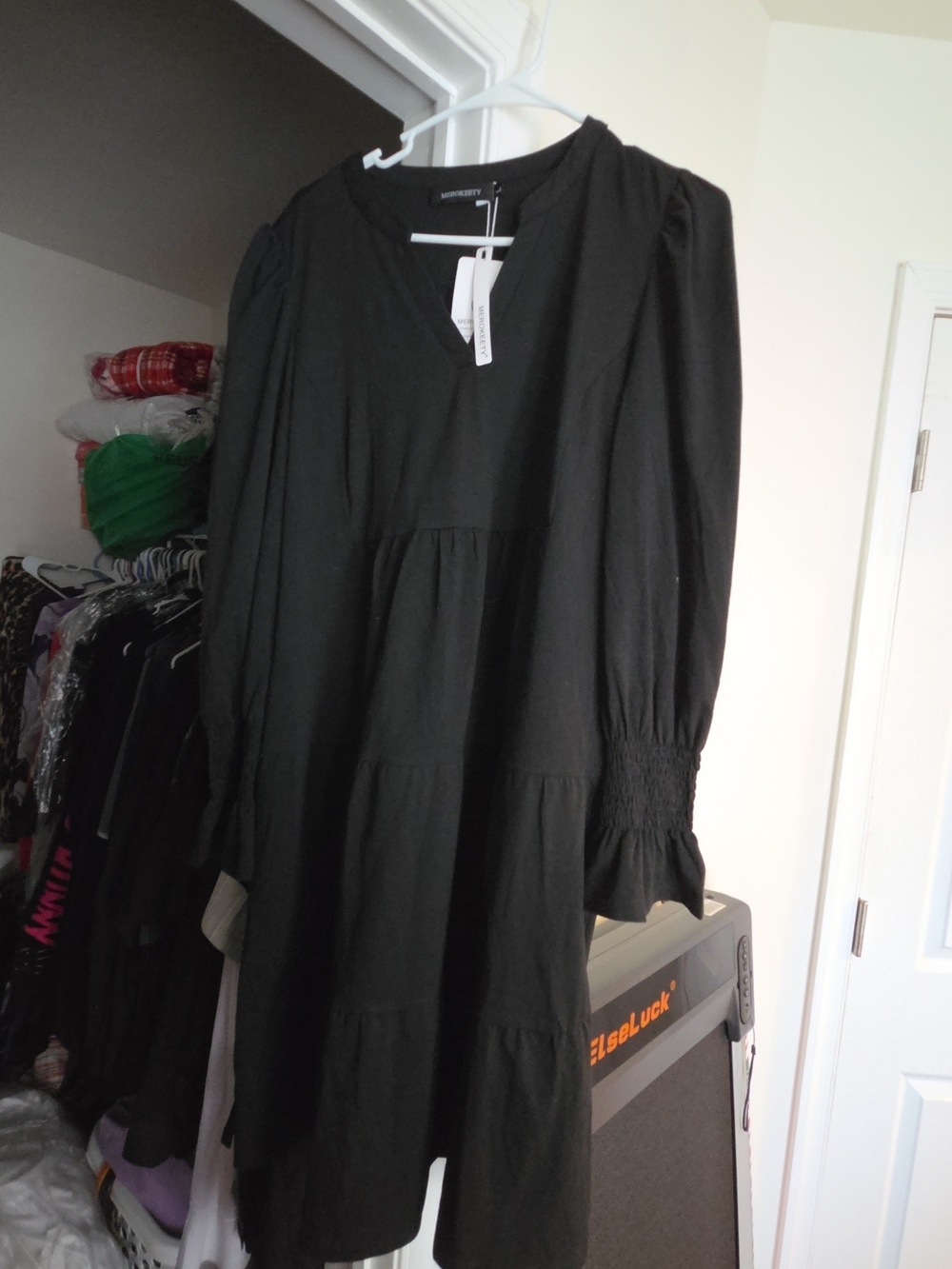 Black Long-Sleeve Tiered Dress - Unbranded